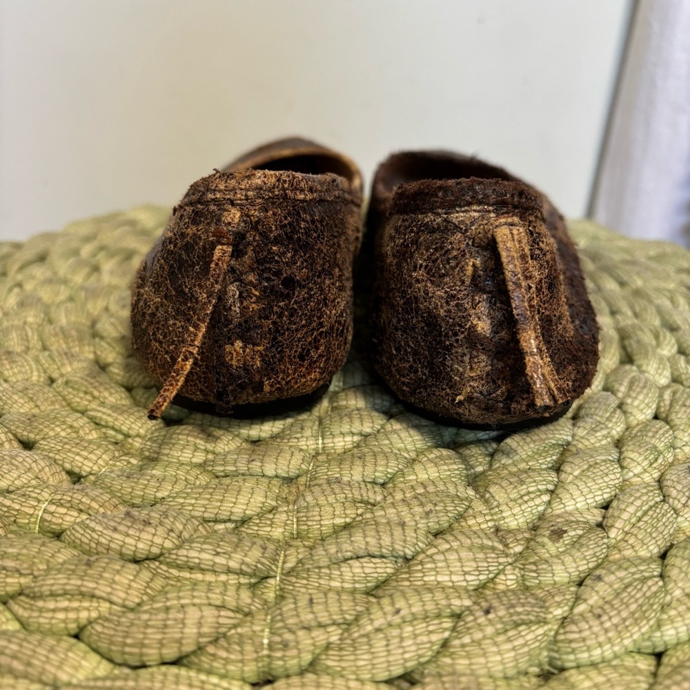 Frye Regina Chocolate Brown Distressed Leather Boho Point Toe Ballet Flat Size 8 - Picture 8 of 11